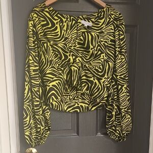 Ronny Kobo Collection Black and Green Crop Blouse